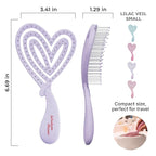 Detangler Brush – Heart-Shaped Detangling Brush for Curly, Wavy, Thick Hair – Lilac Veil Hairbrush for Women with Bowl-Curve, Flexible Bristles, Blow Dryer Safe, Small