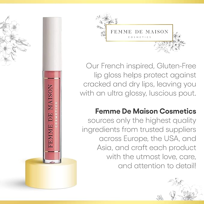 Cosmetics, Lustre Lip Gloss, Moisturizing, Long Lasting with Squalane & Vitamin E, 100% Gluten, Paraben & Phthalate-Free, Never Sticky, Soft, Natural Colors (Rose Primevere 01)