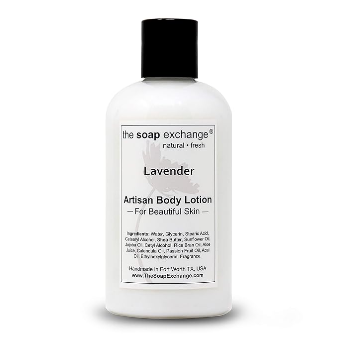 The Soap Exchange Body Lotion - Lavender Scent - Hand Crafted 8 fl oz / 240 ml Natural Artisan Skin Care for Hand, Face, & Body, Moisturize, Hydrate, & Protect. Made in the USA.