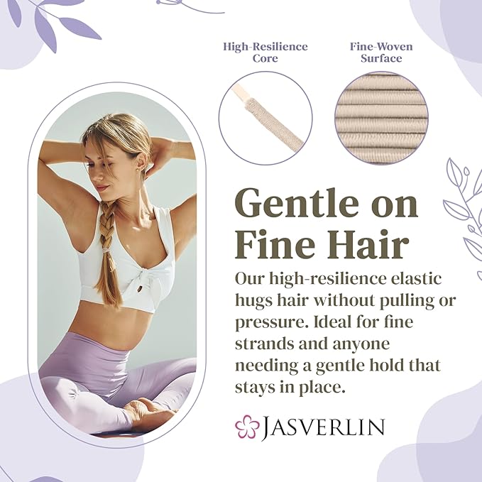 80pcs Blonde Hair Ties, Small Elastic Hairties for Women Toddler Girls Damage-free Gentle Ponytail Holders Non Breakage Elastics Rubber Bands No Crease 2mm (Nude Beige)