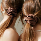 Silk Scrunchies for Women, 100% Mulberry Silk Hair Ties No Damage, Gentle No-Pull Elastic Ponytail Holders, 1Pc (Coffee)