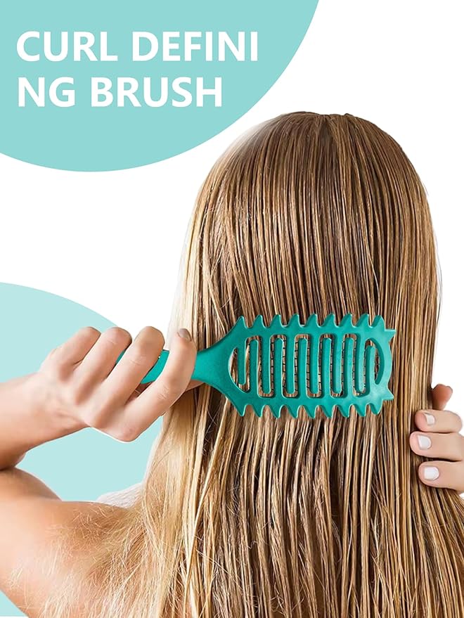 Curl Defining Brush for Curly Hair, 2025 Vented Detangling Brush for Wet, Curl Styling Brush for Women, Less Pulling, Defines & Shapes, Great Gift for Curly Hair Women (Green)