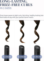 GLAMPALM Professional Curling Iron 1.6" - Long Barrel Ceramic Hair Curler for Women, Korea's No.1 Salon Hot Tool, 5 Temps & 30s Heat-up, 3D Swivel Cord & Dual Voltage, Black (GP628) (1.6")