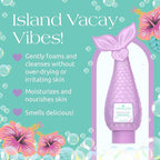 Glimmer Wish Mermaid Kids Body Wash, Gentle Cleanser and Moisturizing Sulfate Free Body Wash, Skin Care for Kids, Tropical Beach Scent, 12 Fl Oz