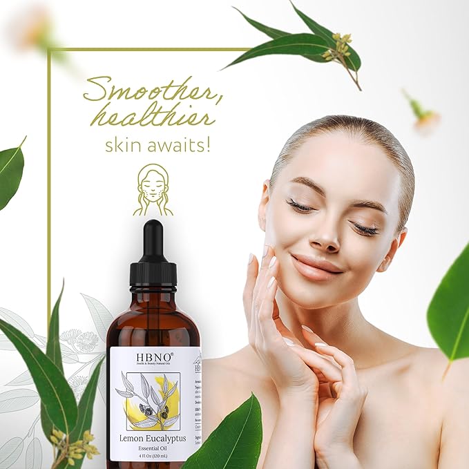 HBNO Lemon Eucalyptus Essential Oil - 4 oz (120ml) - Natural - Perfect for Cleaning, Aromatherapy, DIY, Soap & Diffuser