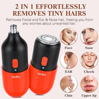 2-in-1 Facial Hair Remover & Nose Trimmer for Women and Men – USB-C Rechargeable Mini Electric Shaver, Waterproof, Dual-Edge Stainless Steel Blades, Painless Hair Removal for Face, Nose, and Body