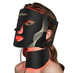 LED Light Therapy Mask Skin Care Mask & Neck, LED Red 630±5nm & NIR 830nm Wavelength for Home Use（Advanced Black）