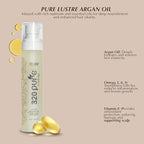 Rev320 320Pure Lustre Argan Oil For Hair 4oz Pump, Aceite de argán para el cabello, Argan Oil Hair Treatment with Pure Argon for Color-Treated, Damaged, Dry, Straight and Curly