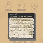 Suncdelv Silk,100% Silk Scrunchies for Hair,22 Momme Hair Ties for Anti-Crease & Breakage,Natural Women Hair Accessories，Fashion Hairbands 6PCS(Rice White)