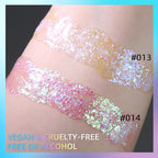 DAGEDA Body Glitter Gel, Holographic Face Glitters Body Gel Shimmer Liquid Eyeshadow, Color Changing Glitter for Face Hair Nails, Glitter Under Light Festival Glitter Makeup 1.7oz (Neno Pink)