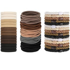 Hair Ties for women 3 popular styles hair accessories Hair Elastics (15pcs No Damage Hair Ties 50pcs High Elastic Ties 15pcs Ponytail Holders) Pain-free No Crease multiple colors for all hair types