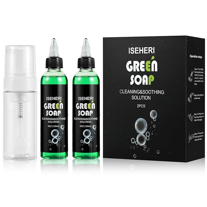 2PCS Ultra Concentrated Green Soap Tattoo 4OZ with Foaming Bottle 120ml, Tattoo Supplies for Tattoos Piercings, Clean Skin Equipment