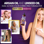 Natural Riches Purple Moroccan Argan Oil for Hair with Linseed Extract, Anti-Brass Formula for Blonde, Silver, Platinum & Grey Hair Neutralize Yellow Tone, Smooths Frizz & Restore Shine 8 fl oz