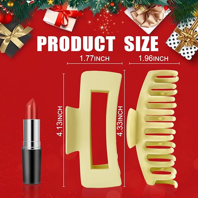 TOCESS Hair Claw Clips for Women - Large 8PK Neutral Matte Jumbo Square Hair Clips for Thick, Thin, Long, Short, Curly Hair Girls, Big Jaw Clip Set for Daily Use (Lemon Yellow)