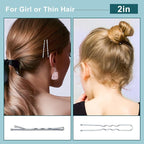TsMADDTs Hair Pins Kits, 200PCS Silver Bobby U Shaped Pins for Women Hair Styling, Buns with Plastic Box, 2.4IN & 2IN