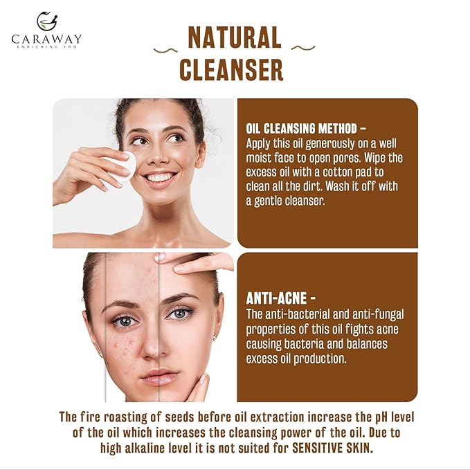 CARAWAY Jamaican Black Castor Oil for Hair Growth, Eyelashes & Eyebrows | Organic, Cold-Pressed & Unrefined | Deep Moisturizing Oil for Skin, Face & Scalp | Glass Bottle + Mascara Kit – 4 oz / 118 ml