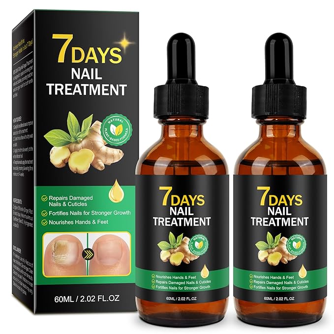 2PCS Ginger Nail Treatment, Nails Growth Serum, Nail Repair Cuticles Oil, Ginger Nail Serum Oil for Strengthen nails & Promote Nail Growth, Natural Plant Formula