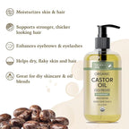 Organic Castor Oil 9 fl oz - Rosemary Infused Cold Pressed - 100% Pure & Hexane Free - Castor Oil for Hair Growth - Moisturizing & Nourishing for Face & Body - The Holly Tree