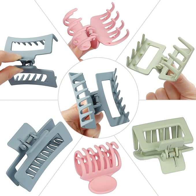 3 Style Hair Accessories for Women: Medium Rectangle Clips for Thick Hair, Square Clips for Thin Hair - 9 pcs Colorful Set