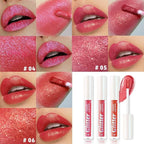 AMY'S DIARY 3Pcs Glitter Liquid Lipstick Set – Coral Pink, Metallic Red, Cherry Rose – Shimmer Metallic Lip Gloss, Long-Lasting Waterproof Lip Color, High Shine Sparkle Makeup for Women (Set B)