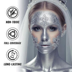 Silver Oil Based Face Body Paint Stick, Non-toxic Full-coverage Face Painting for Moon Goddess Makeup Halloween Cosplay Makeup, Waterproof Cream Silver Body Painting for Adults