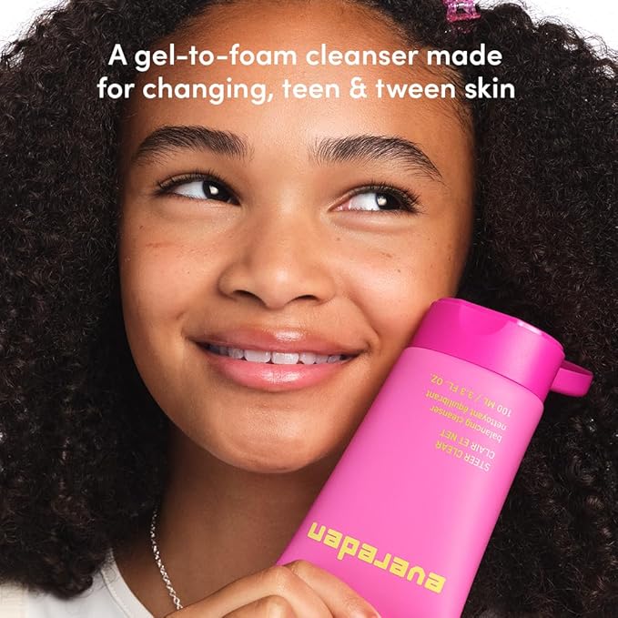 Evereden Steer Clear Balancing Jelly Cleanser: Clean & Vegan Teen Skin Care for Oily & Pimple-Prone Skin - Pre Teen Face Wash - Gently Cleanses Pores Without Drying
