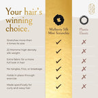 Authentic Mini Mulberry Silk Scrunchies for Women & Kids - Anti Breakage Small Silk Scrunchies for Fine, Curly & Thin Hair - No Dent, No Slip Hair Ties for Buns, Sleep & Ponytail - Onyx Black (3 Pack)