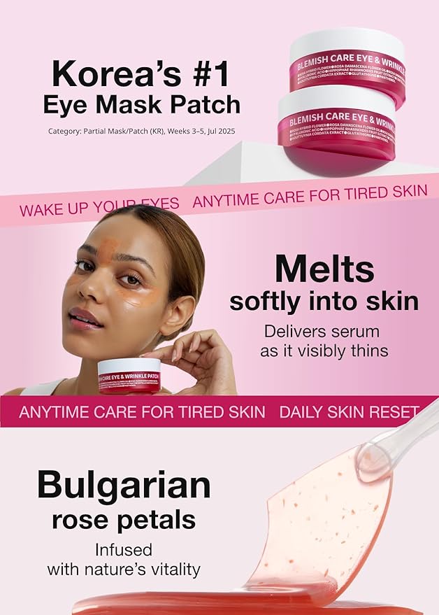 ISOI Blemish Care Under Eye Patch for Dark Circles, Puffiness and Wrinkles, Hydrating Gel Eye Masks with Hyaluronic Acid & Bulgarian Rose Oil, Korean Skin Care (90 pcs, 3.17 oz)