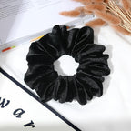 CEELGON Black Big Velvet Scrunchie 6.5 Inches Jumbo Scrunchies Hair Ties Oversized Ponytail Holder for Thick Curly Hair Extra Large Hair Accessories for Women (Black)