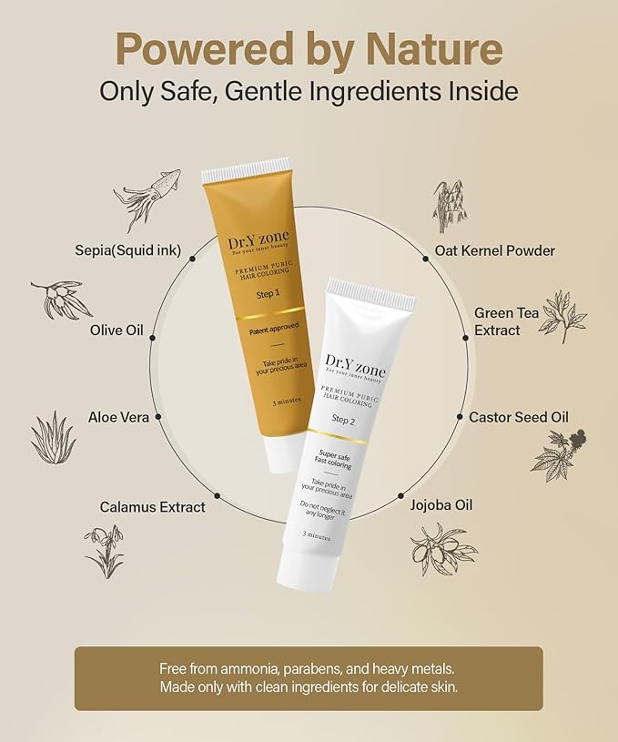 Color for Hair ‘Down There’, Cream Type, Natural Black-Brown Color, Easy to Apply, 3-Minute Touch-Up