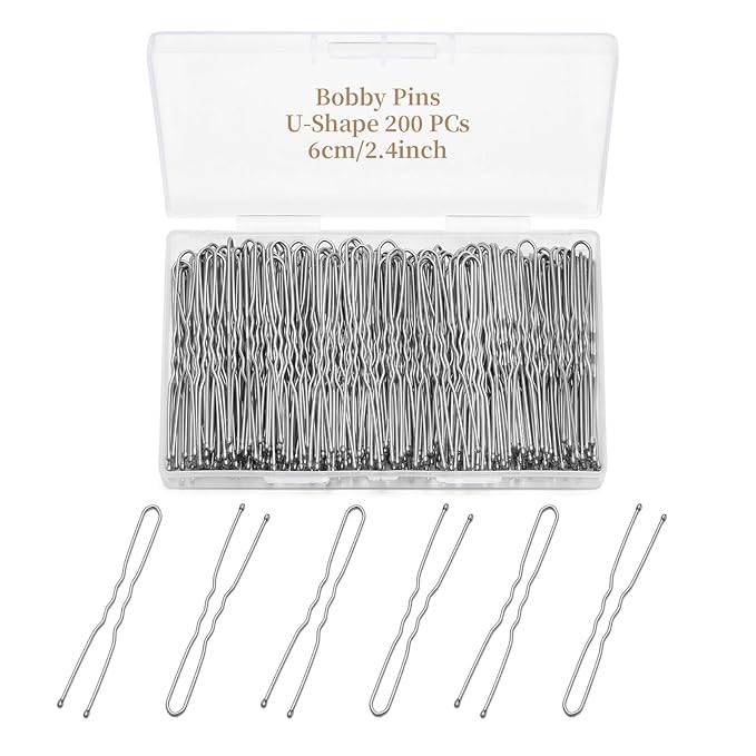 200 Pcs 2.4 Inch U-Shaped Bobby Pins Silver Metal Hair Pins Hair Accessories for Women Stylists Hair Sticks Girl