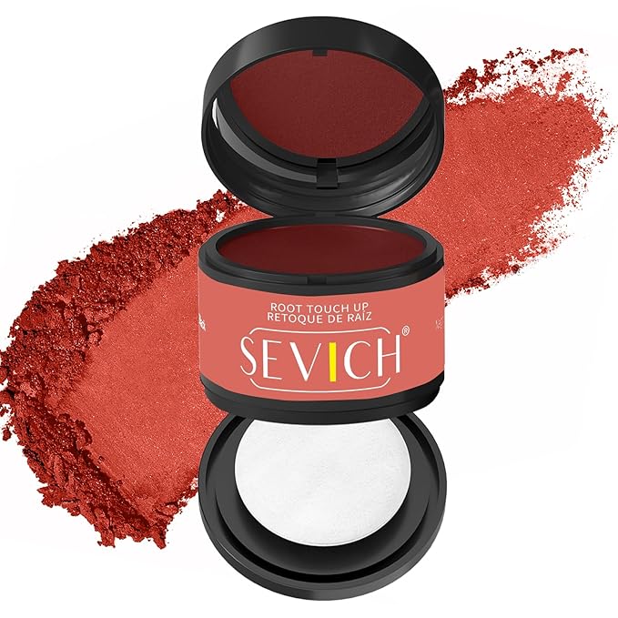 Sevich Hairline Powder - Root Touch Up Instantly Hair Color for Thinning Gray Coverage - Bald Spot Concealing Hair Powder for Women & Men - 48Hour Waterproof & Sweatproof - Red Brown