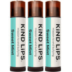 Kind Lips Organic Sweet Mint Lip Balm 3-Pack – Cooling, Refreshing Lip Care for Dry, Chapped Lips • 100% Natural, Clean, Gluten-Free, Grain-Free • Made in USA • Everyday Value chapstick Set