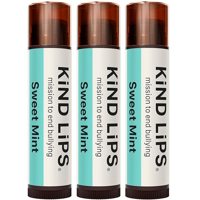 Kind Lips Organic Sweet Mint Lip Balm 3-Pack – Cooling, Refreshing Lip Care for Dry, Chapped Lips • 100% Natural, Clean, Gluten-Free, Grain-Free • Made in USA • Everyday Value chapstick Set