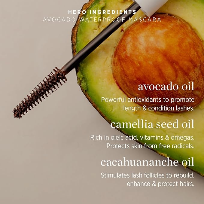 Ere Perez - Avocado Waterproof Mascara | Lengthen, Nourish, Enhance, Strengthen | Long-Lasting, Sensitive Eye Safe | Mamey + Camelia Oils | Vegan, Cruelty-Free, Clean Beauty (Brown, 0.35 oz | 10 ml)