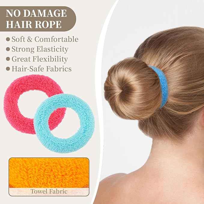 12 Pcs No Damage Hair Ties Thick Hair Elastic Rubber Bands Hair Accessories Scrunchies Seamless for Women