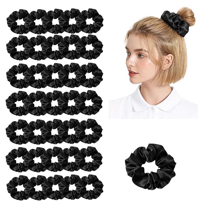 36Pack Womens Silk Scrunchies Satin Scrunchy Hairtie Hairbands Silky Hair Ties Elastics Hairs Bow Accessory Ponytail Holder
