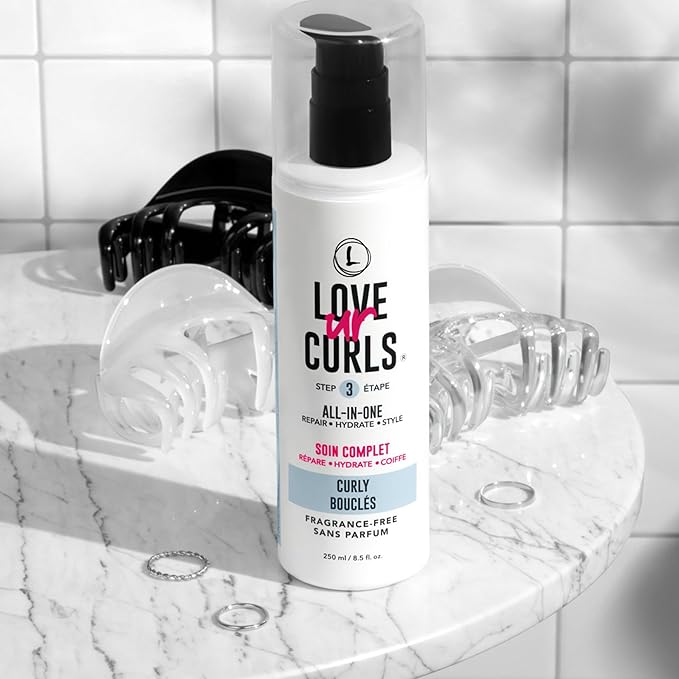 Love Ur Curls Fragrance Free All in One Curl Cream Styler for Curly Textured Hair, Repair, Define, Hydrate & Style with Shea Butter, 250mL