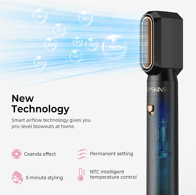 6 in 1 Hair Dryer Brush, Detachable Air Styler, 3 Heat Settings Blow Dryer Brush Frizz-Free Volumizing, Straightening, Curling ALCI Safety Plug for Travel & Home Styling (Pink-Black)