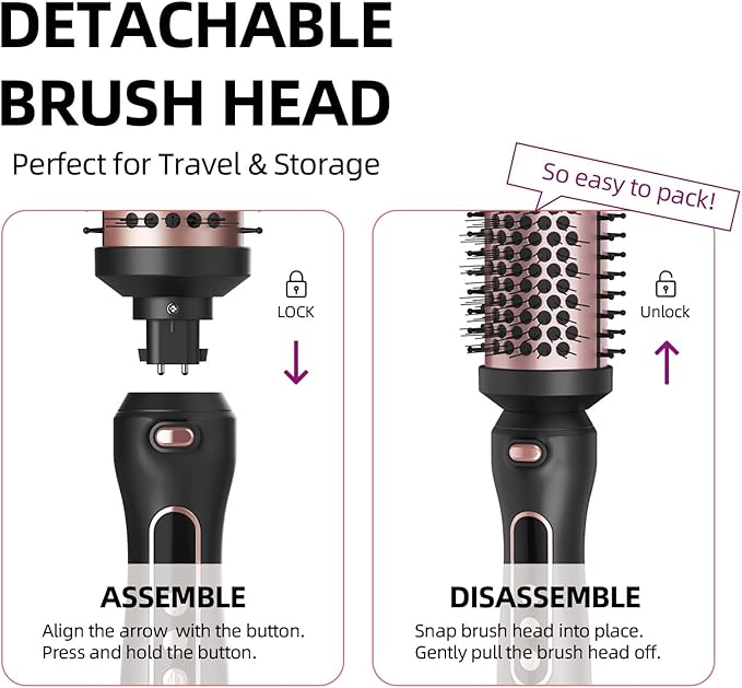 Thermal Brush, 1.7 Inch Heated Round Brush for Women, Dual Voltage Negative Ion Hot Brushes Styler for Blowout Look, Curling & Volumizing & Straightener for Dry Hair