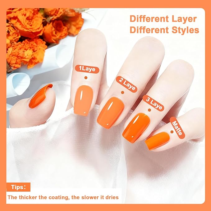 16.5ml Orange Nail Polish Large Volume Quick Drying Nail Polish, Fast Drying and Long Lasting Color Nail Art DIY Home Manicure Gift for Women