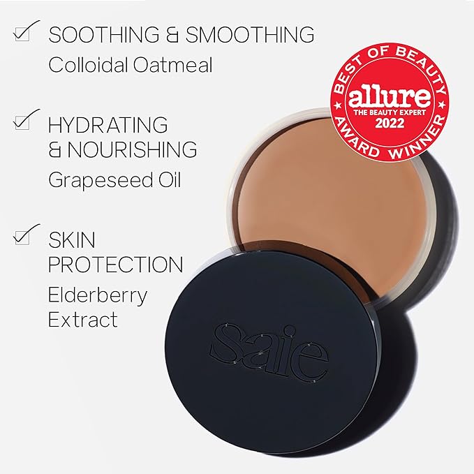 Saie Sun Melt Cream Bronzer - Buildable Balm Face Bronzer for Effortless Sculpting - Cream Contour Enriched with Vitamin C, Nourishing Skincare Ingredients & a Natural Finish - Medium Bronze (1 oz)