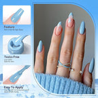 Born Pretty Christmas Blue Gel Nail Polish,Light Baby Sky Blue to Dark Navy Royal Shades 6 Colors Glitter Nail Gel Polish Kit Nail Art Manicure DIY Set Home and Salon Holiday Gifts