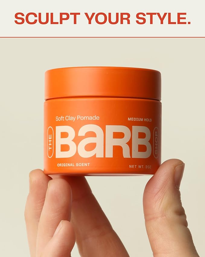 Barb Soft Clay Pomade for Women and Men - Medium Hold Hair Pomade Styling Clay for Thin and Thick Hair - Non-Sticky, Water-Based - Fragrance Free - 2 oz