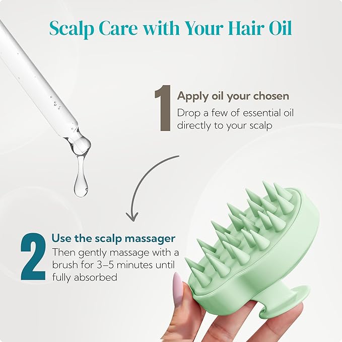 HEETA Scalp Massager Shampoo Brush 2 Pack, Soft Silicone Bristles to Remove Dandruff, Waterproof Scrubber for Wet Dry Hair, Suitable for Men & Women (Light Beige&Green)