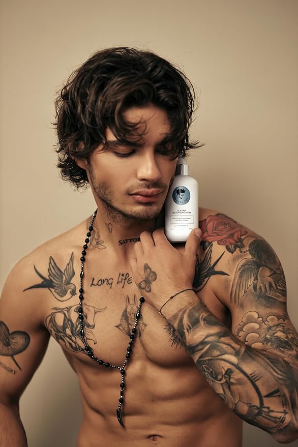 Avenue Man Sea Salt Spray for Men - Texturizing & Thickening Sea Salt Hair Spray for Men with Kelp and Brown Seaweed Extract - Paraben, Sulfate-Free - Add Volume and Texture Beach Hairspray 6.76 Oz