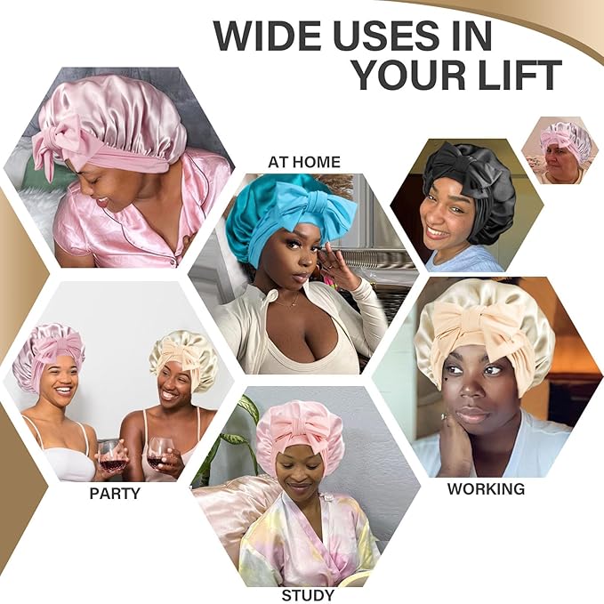 Silk Bonnet for Women 100% Mulberry Silk Sleep Cap 22 Momme Double Layer Hair Wrap for Curly Short Long Hair