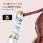 6 in 1 Air Styler Magic Hair Dryer Brush, Negative Ionic Blow Dryer Brush & 3 Heat Settings, Detachable Auto Curling & Straightening Volumizing, Frizz-Free Styling, Salon to Home Use (A-White-Pink)