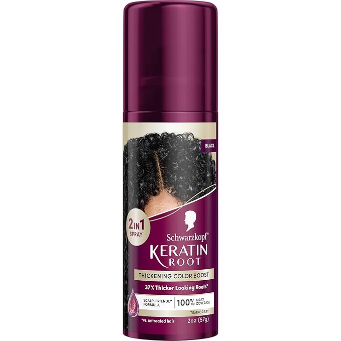 Schwarzkopf Keratin Root Temporary Hair Color Spray, Dark Brown, Instant Gray Coverage, Thicker, Fuller-Looking Roots, Easy-to-Use, No Ammonia, Low Mess Application, Scalp Friendly