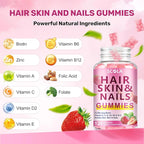 Hair Skin and Nails Gummies, Biotin(10,000mcg) Hair Skin and Nails Vitamins Supplement for Women, Men Supports Faster Hair Growth, Stronger Nails, Healthy Skin, 120 Count